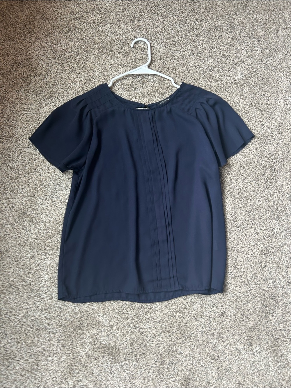 Papermoon Navy Short Sleeve Pintuck Blouse
